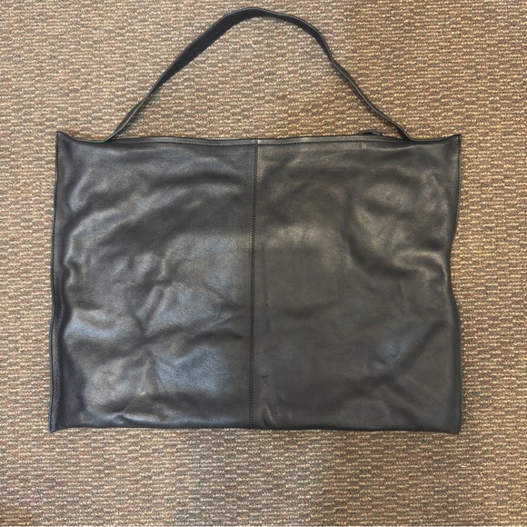XL black 100% leather shoulder bag - Picture 2 of 4